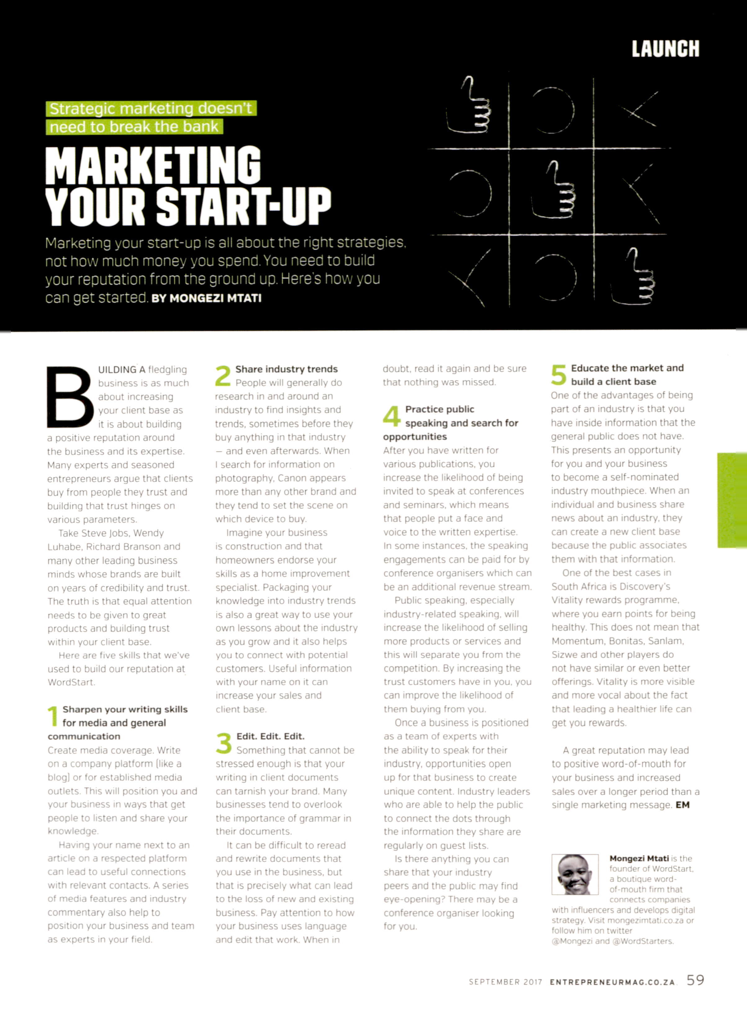 Entrepreneur magazine piece - September 2017 